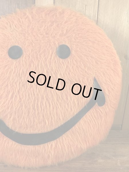 スマイルフェイスの布製の70’sヴィンテージクッション