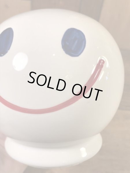 スマイルフェイスのセラミック製の70’sヴィンテージコインバンク