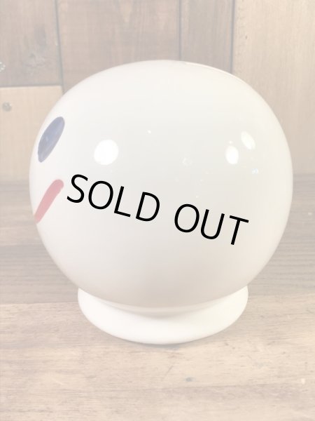 スマイルフェイスのセラミック製の70’sヴィンテージコインバンク