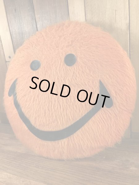 スマイルフェイスの布製の70’sヴィンテージクッション