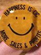 “Happiness Is Cic More Sales & Profits”と書かれたスマイルの70年代ビンテージ缶バッジ