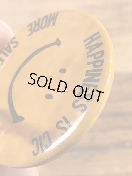 “Happiness Is Cic More Sales & Profits”と書かれたスマイルの70年代ビンテージ缶バッジ