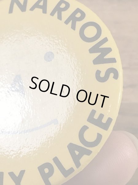 “Sioux Narrows Friendly Peace”のスマイルフェイスの80’s〜ヴィンテージ缶バッチ