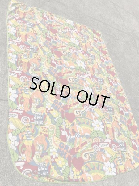 ヒッピー調のポップアートの60〜70’sヴィンテージキングサイズフラットシーツ