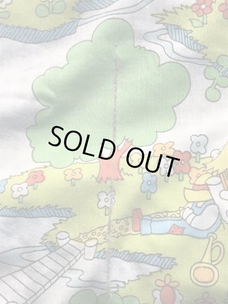 レインボーのポップアートの70年代ビンテージボックスシーツ