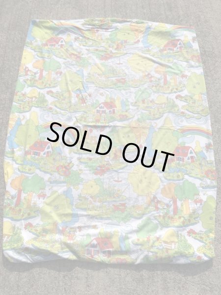 レインボーのポップアートの70’sヴィンテージBoxシーツ