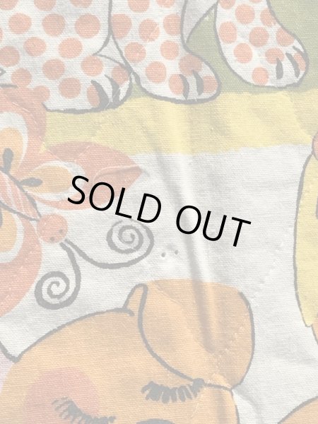 アニマルとフラワーのキルティングの70’sヴィンテージファブリック