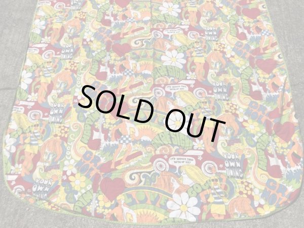 ヒッピー調のポップアートの60〜70’sヴィンテージキングサイズフラットシーツ