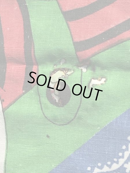 アニマルとボーイズ＆ガールズのフリンジが付いた70’sヴィンテージキングサイズシーツ