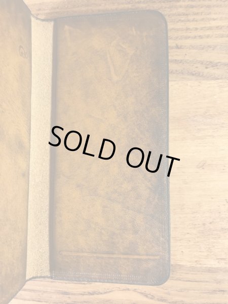 フラワーとカメが描かれたヒッピー調の70’sヴィンテージレザーウォレット