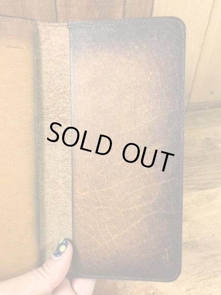 花とカメが描かれたヒッピーの70年代ビンテージ革財布