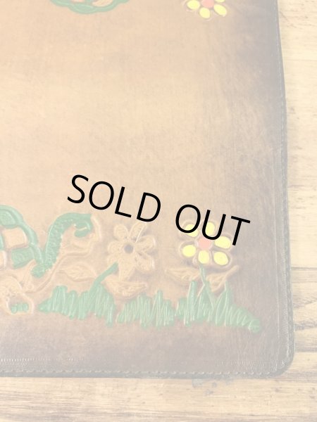 花と亀のヒッピー調の70年代ビンテージ革財布