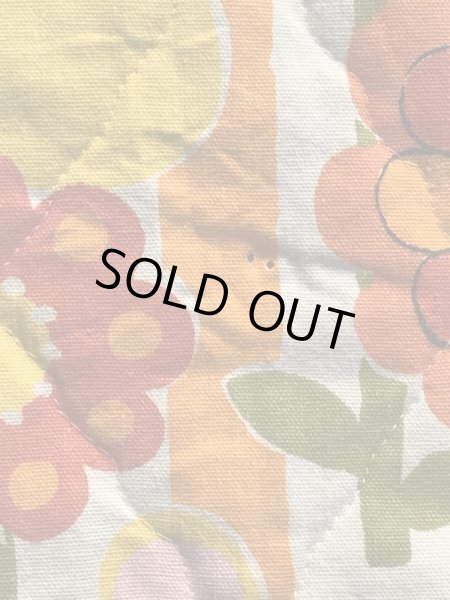 アニマルとフラワーのキルティングの70’sヴィンテージファブリック