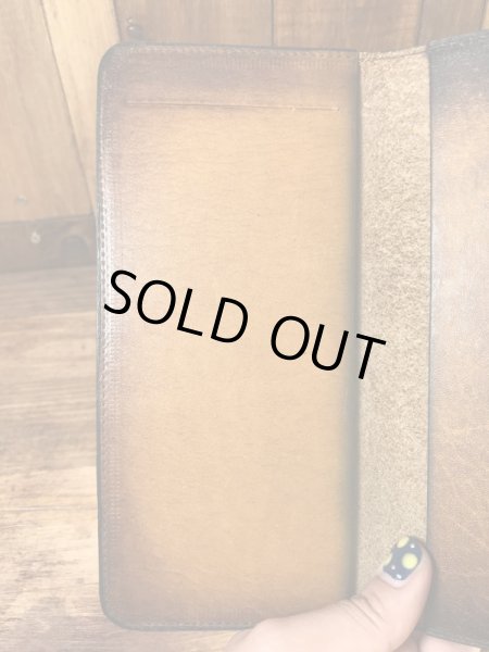 フラワーとカメが描かれたヒッピー調の70’sヴィンテージレザーウォレット