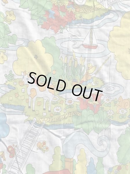 レインボーのポップアートの70’sヴィンテージBoxシーツ