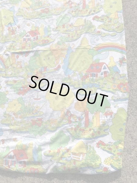 レインボーのポップアートの70’sヴィンテージBoxシーツ