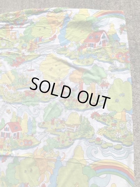 レインボーのポップアートの70’sヴィンテージBoxシーツ