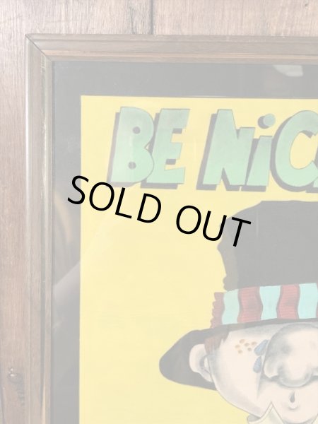 “Be Nice To Me...”のメッセージが書かれたヒッピーの70’sヴィンテージピクチャーアート