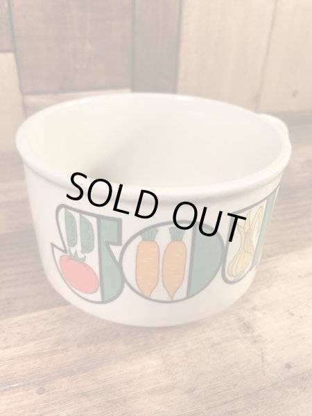 野菜の陶器製の70年代ビンテージスープマグカップ