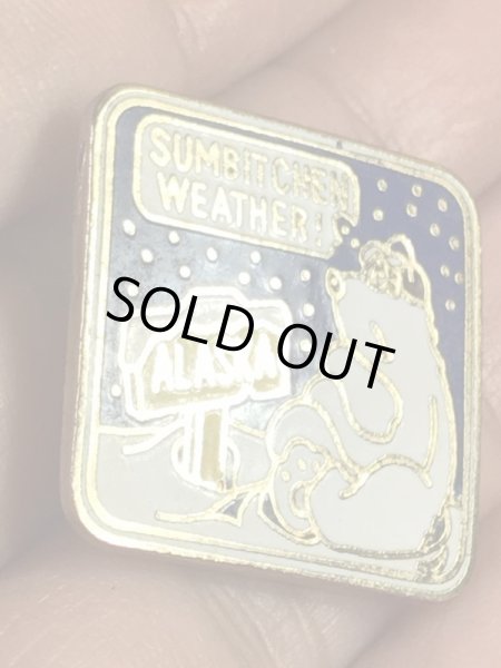 アラスカのシロクマの70〜80年代ビンテージピンバッジ