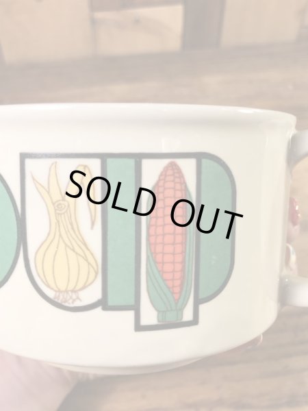 ベジタブルの柄のセラミック製の70’sヴィンテージスーパーマグ