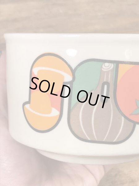 野菜の陶器製の70年代ビンテージスープマグカップ