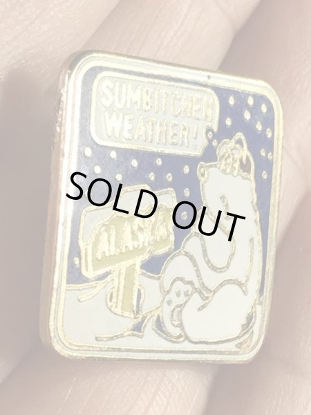 アラスカのシロクマの70〜80年代ビンテージピンバッジ