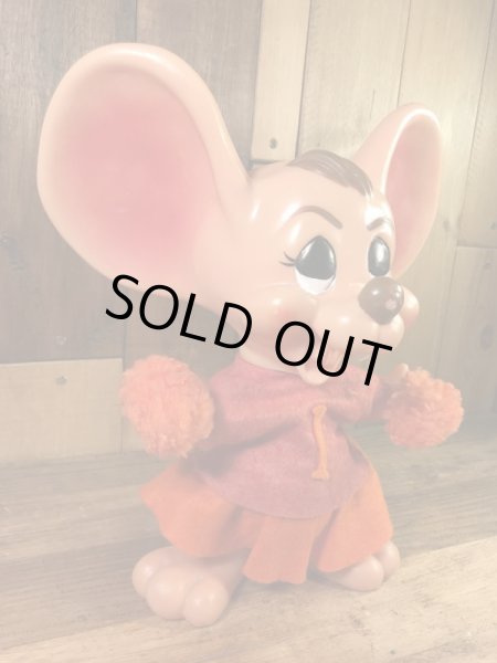 チアガールのフロリダマウスの70年代ビンテージ貯金箱