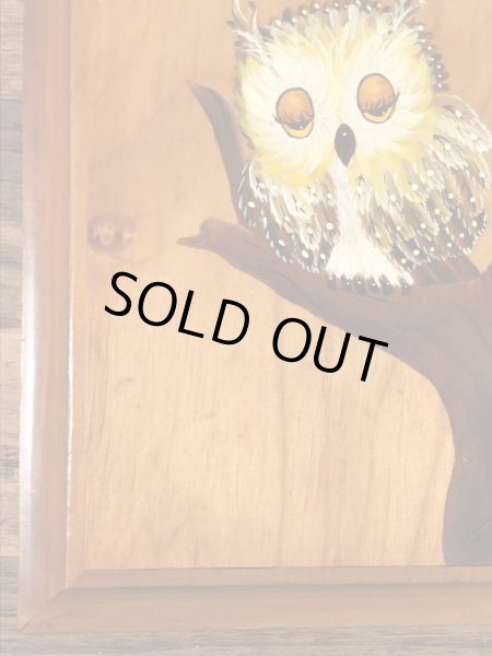 フクロウがハンドペイントで描かれた70’sヴィンテージ壁掛け