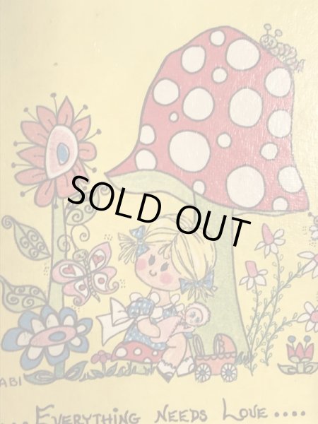 ヒッピー調のポップアートが描かれた70年代ビンテージ壁掛け