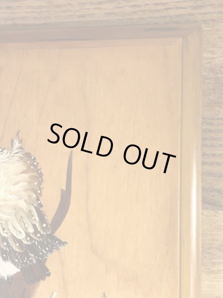 フクロウがハンドペイントで描かれた70年代ビンテージ壁掛け