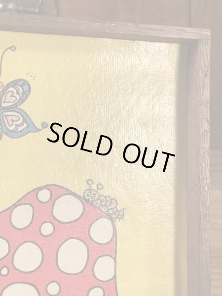 ヒッピー調のポップアートが描かれた70年代ビンテージ壁掛け