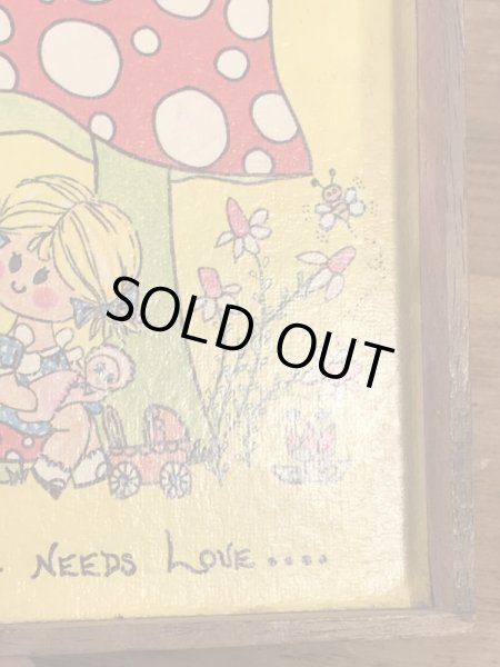 ヒッピー調のポップアートが描かれた70年代ビンテージ壁掛け