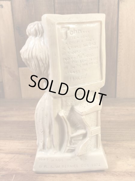 “World's Best Teacher...”のメッセージが書かれたシリスカルプスの70年代ビンテージメッセージドール