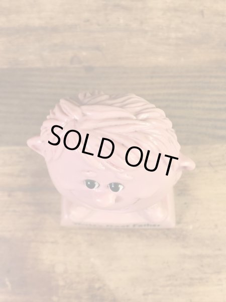 “World's Bast Father”のメッセージが書かれたシリスカルプスの70年代ビンテージメッセージドール