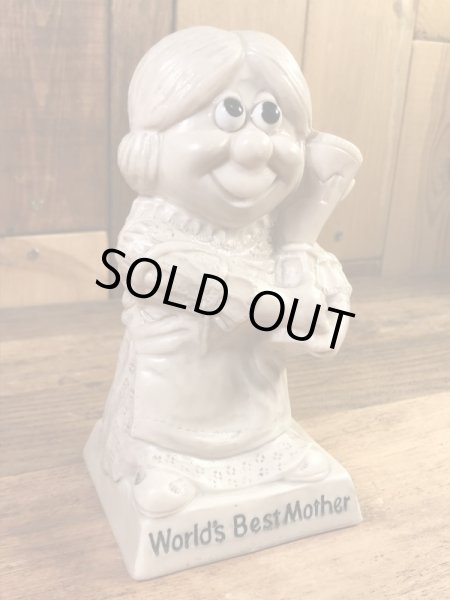 “World's Bast Mother”のメッセージが書かれたシリスカルプスの70年代ビンテージメッセージドール