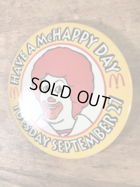 カナダのマクドナルド“ロナルド”の80’s〜ヴィンテージ缶バッチ