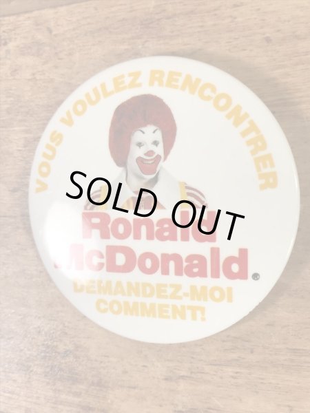 McDonald's Canada “Ronald McDonald” Pin Back マクドナルド