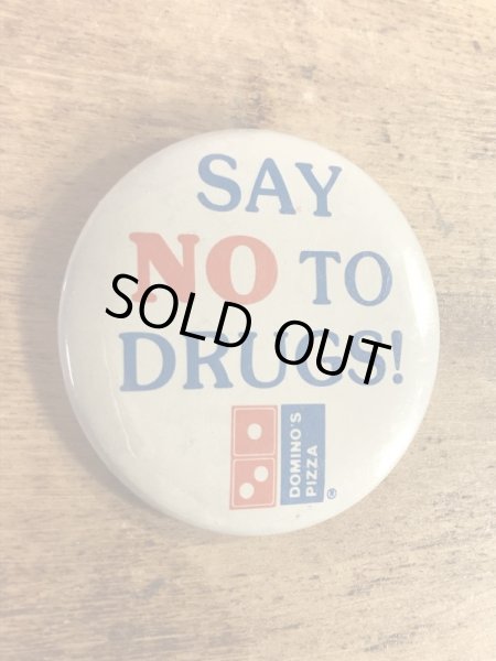 ドミノピザのメッセージが書かれた80年代〜ビンテージ缶バッジ