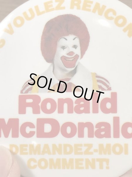 カナダのマクドナルド“ロナルド”の80年代〜ビンテージ缶バッジ