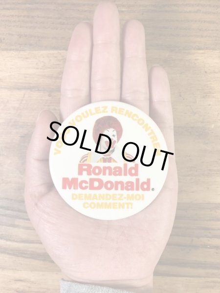 カナダのマクドナルド“ロナルド”の80’s〜ヴィンテージ缶バッチ