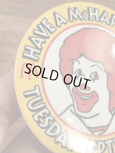 カナダのマクドナルド“ロナルド”の80’s〜ヴィンテージ缶バッチ