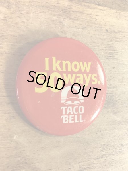 タコベルのメッセージが書かれた80年代ビンテージ缶バッジ