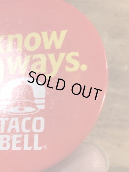 タコベルのメッセージが書かれた80年代ビンテージ缶バッジ