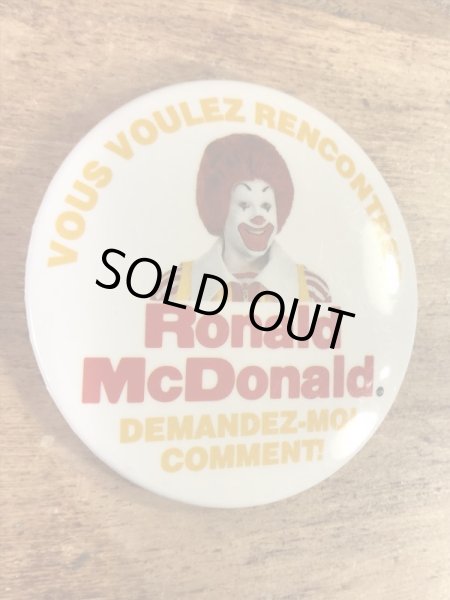 カナダのマクドナルド“ロナルド”の80年代〜ビンテージ缶バッジ