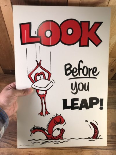 画像3: “Look Before You Leap!” Plastic Sign　メッセージ　ビンテージ　プラスチック看板　70年代