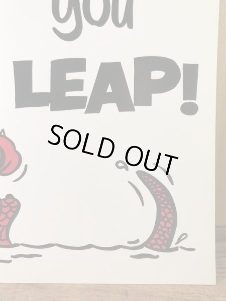 “Look Before You Leap!”のメッセージが書かれた70’sヴィンテージサインボード