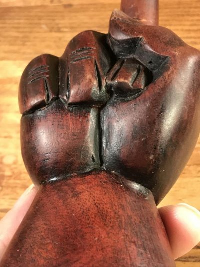 画像1: Middle Finger Fuck Sign Wooden Figurine　ファックサイン　ビンテージ　置物　木彫り　70年代