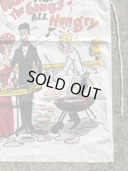 コットン製の染み込みプリントの50’sヴィンテージBBQエプロン
