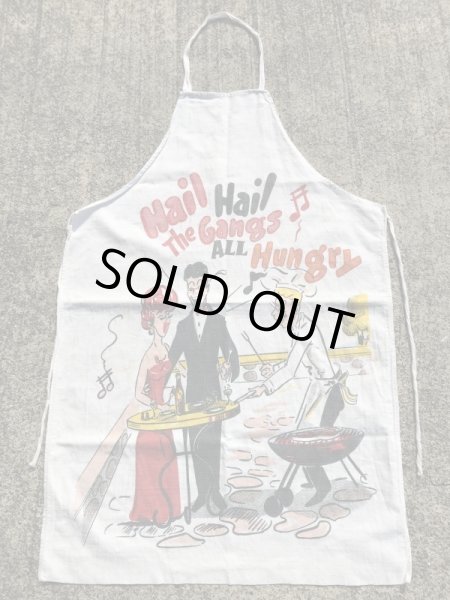 コットン製の染み込みプリントの50’sヴィンテージBBQエプロン